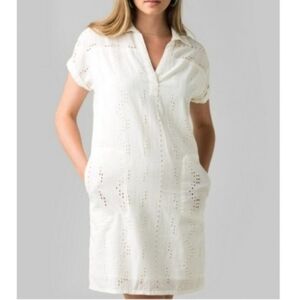 Prana White Eyelet Mini Dress Size XS